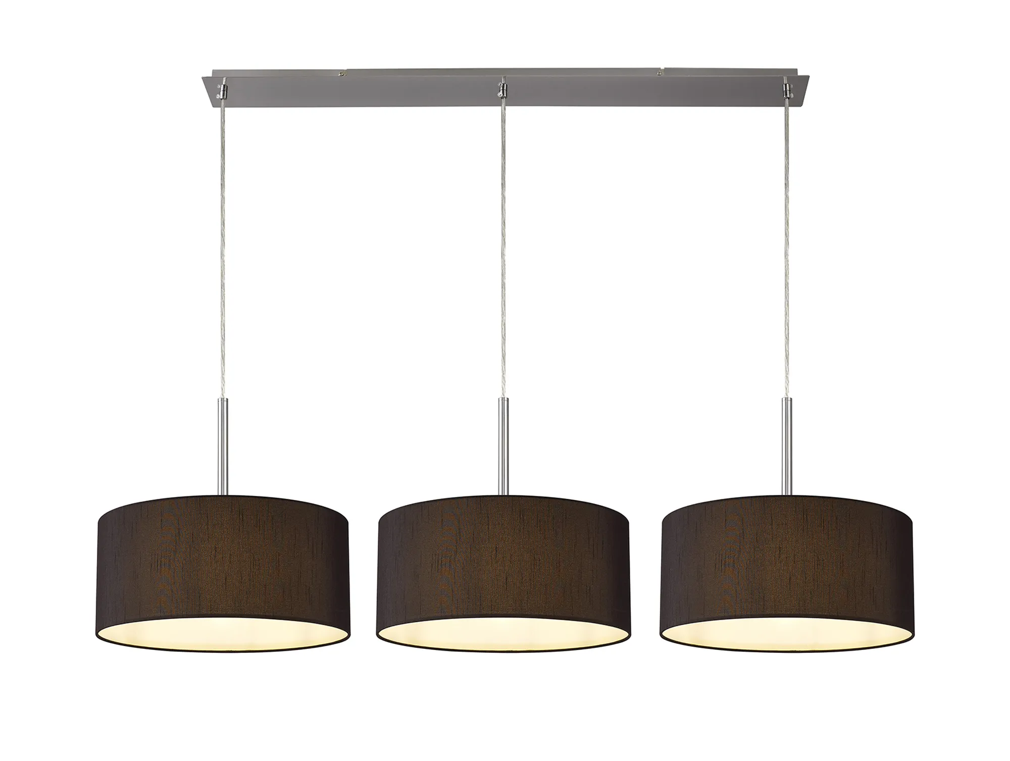 DK0599  Baymont 40cm Shade 3 Light Pendant Satin Nickel, Black